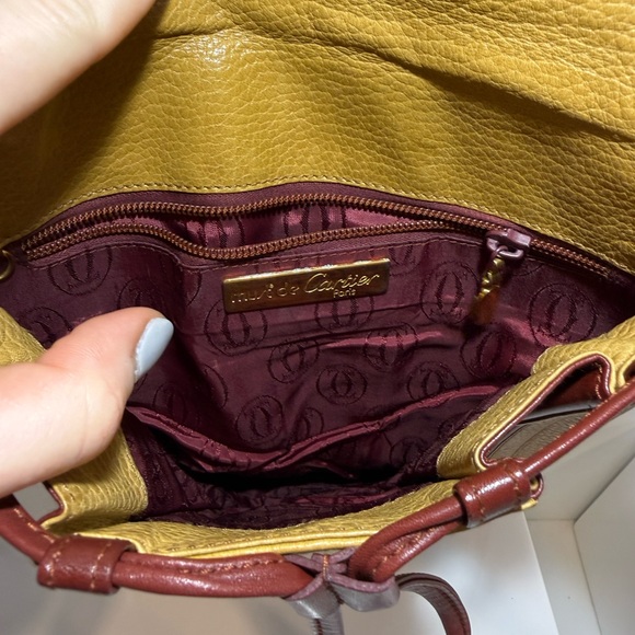 Cartier Vintage Must Line Yellow/Bordeaux Leather Crossbody Bag - Picture 5 of 8